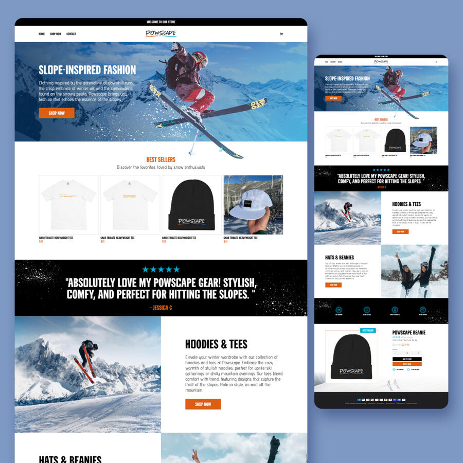 Powscape Shopify store design and build
